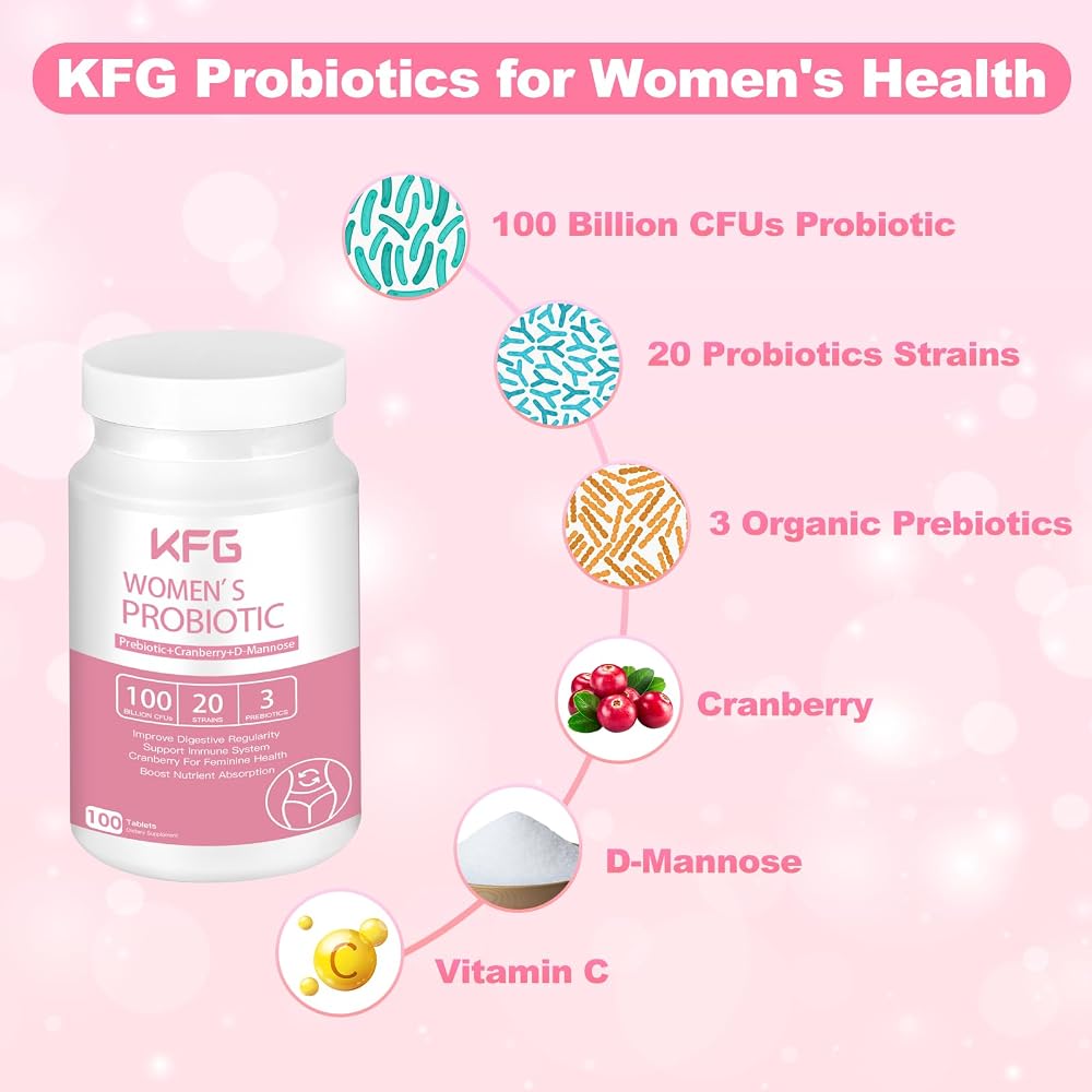 KFG Women's Probiotic 100 Billion CFUs 20 Strains - 100 Tablets - image 3