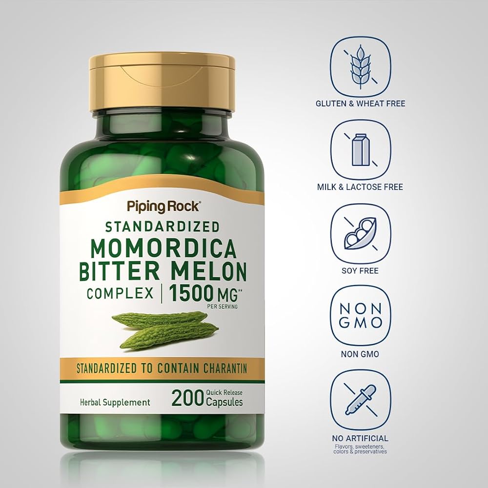 Piping Rock Bitter Melon Capsules - 200 Capsules - image 3