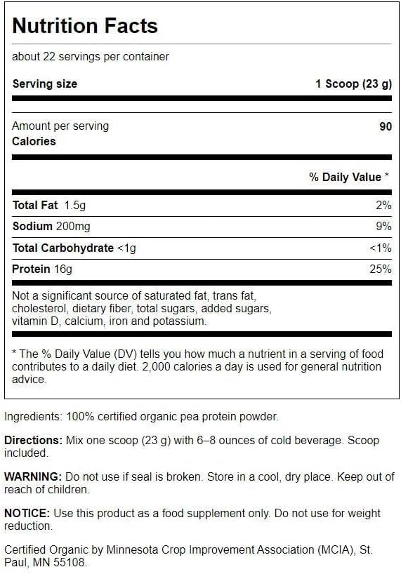Swanson Certified Organic Pea Protein Powder - 1.1 lb - image 2