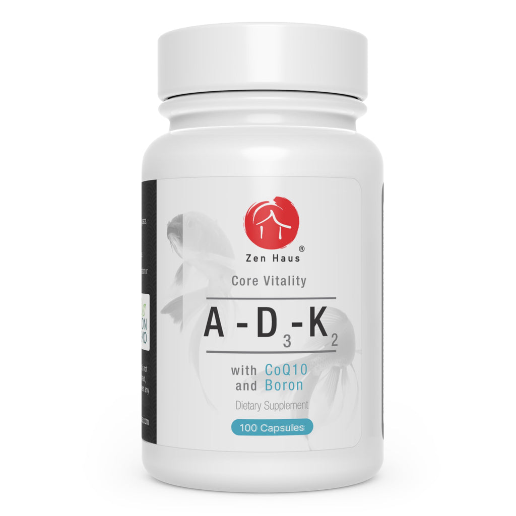 Zen Haus ADK Vitamins A D3 K2 E with CoQ10 - 100 Capsules
