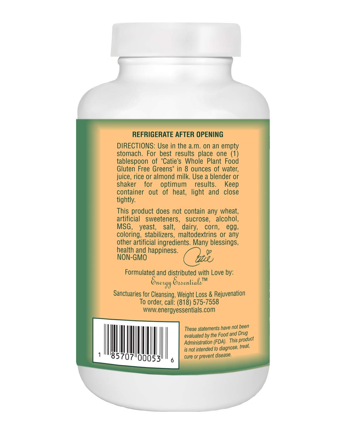 Energy Essentials Catie's Organic Gluten Free Greens Powder - 30 Servings - image 3