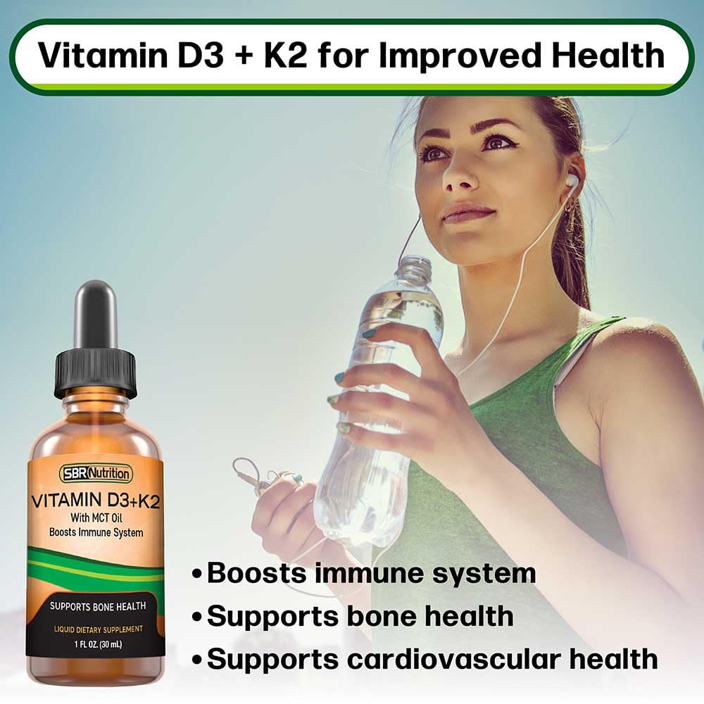 SBR Nutrition Vitamin D3 + K2 Liquid Drops - 1 Bottle - image 5