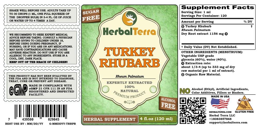 Herbal Terra LLC Turkey Rhubarb (Rheum palmatum) Tincture