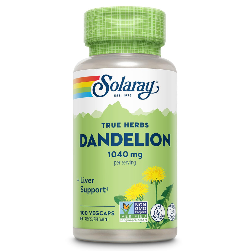 SOLARAY Dandelion Root Herbal Supplement - 100 Vegetarian Capsules