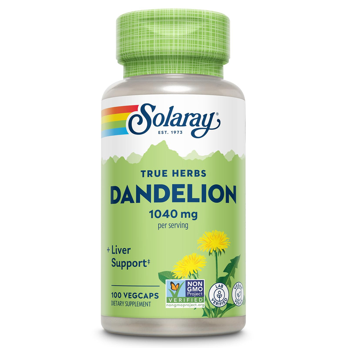 SOLARAY Dandelion Root Herbal Supplement - 100 Vegetarian Capsules