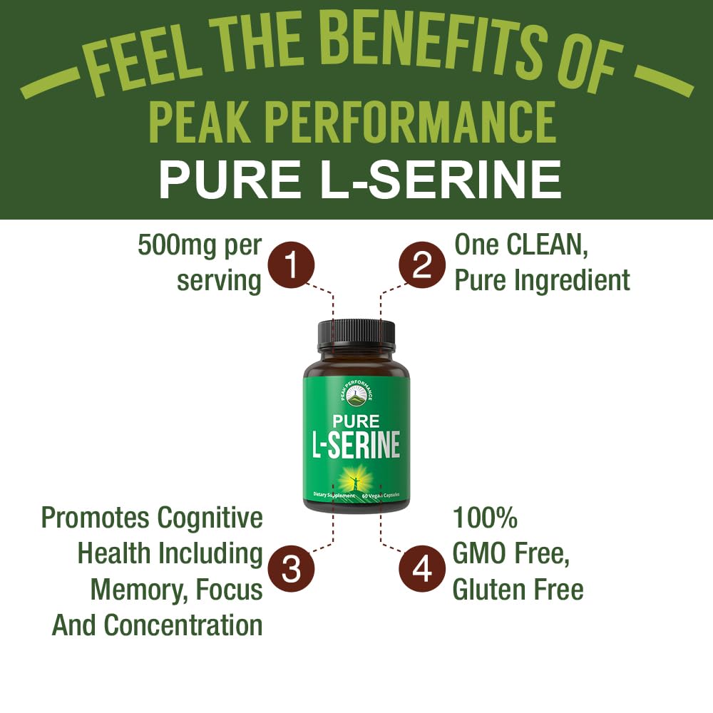 Peak Performance L-Serine 500mg Capsules Brain Support - 60 Capsules - image 2