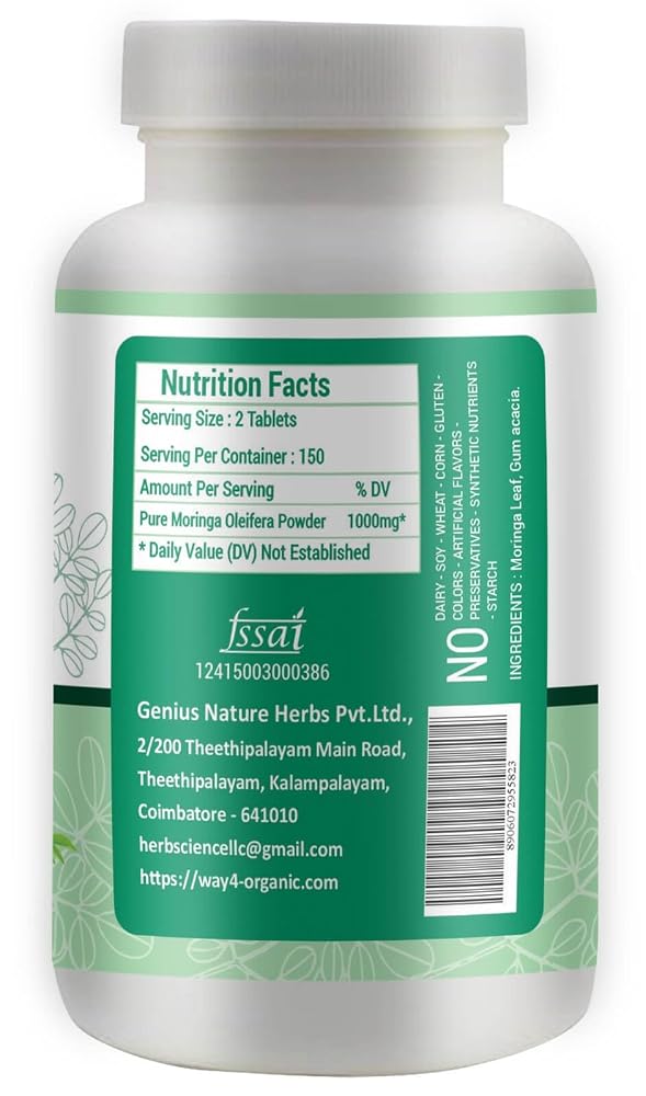 WAY 4 ORGANIC W4O Moringa Leaf Powder Capsules - 300 Pills - image 3
