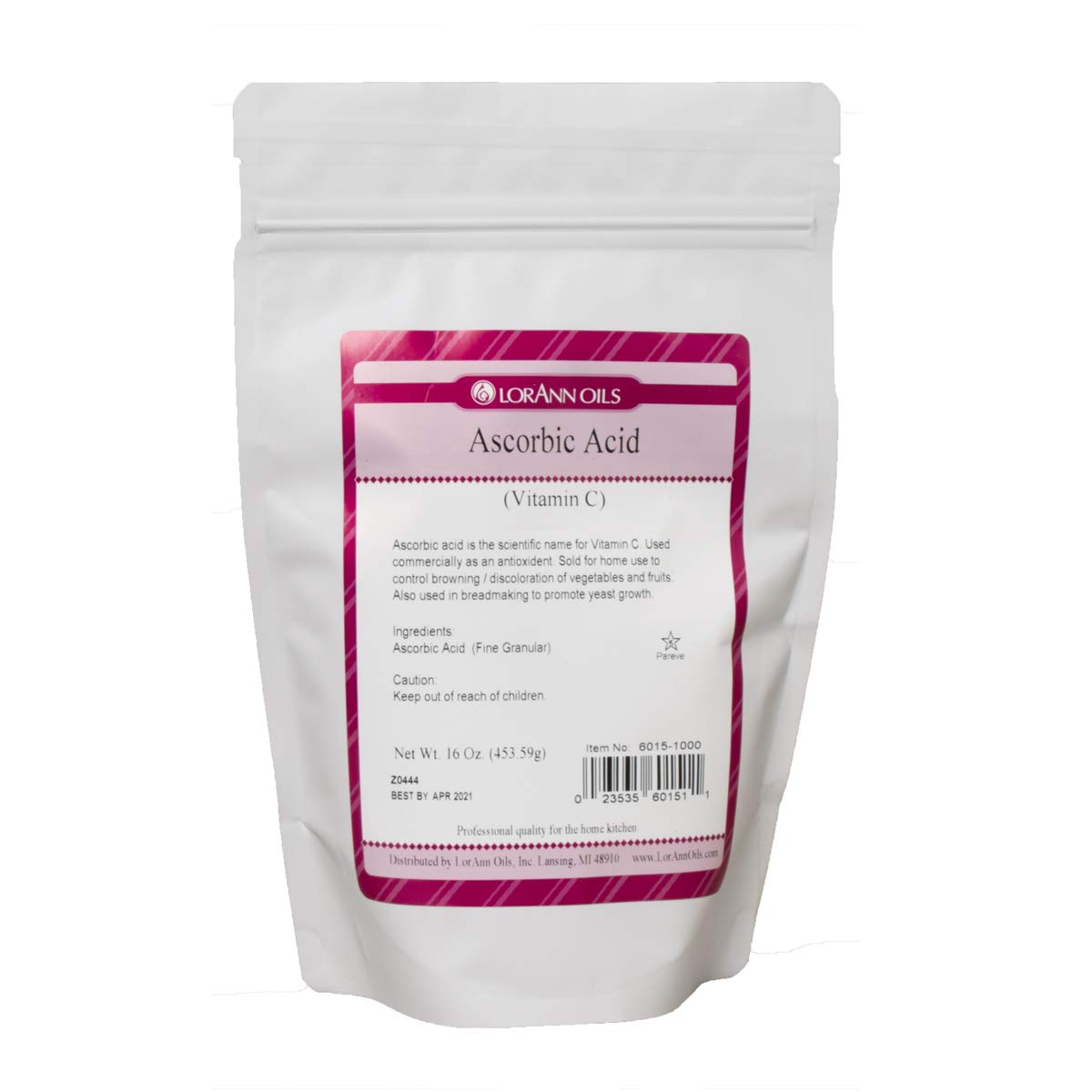 LorAnn Oils Ascorbic Acid Vitamin C Powder - 16 Ounce