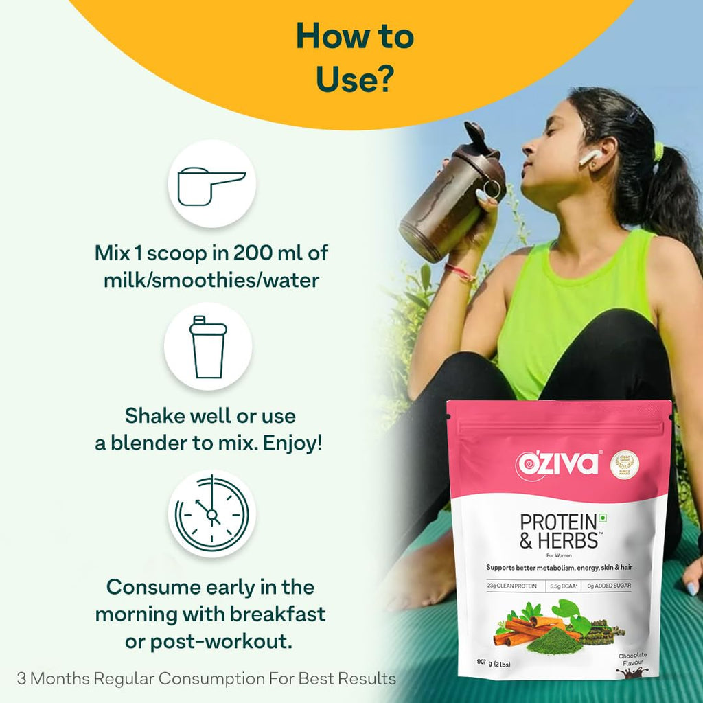 OZIVA Protein & Herbs for Women Chocolate - 907g - image 5