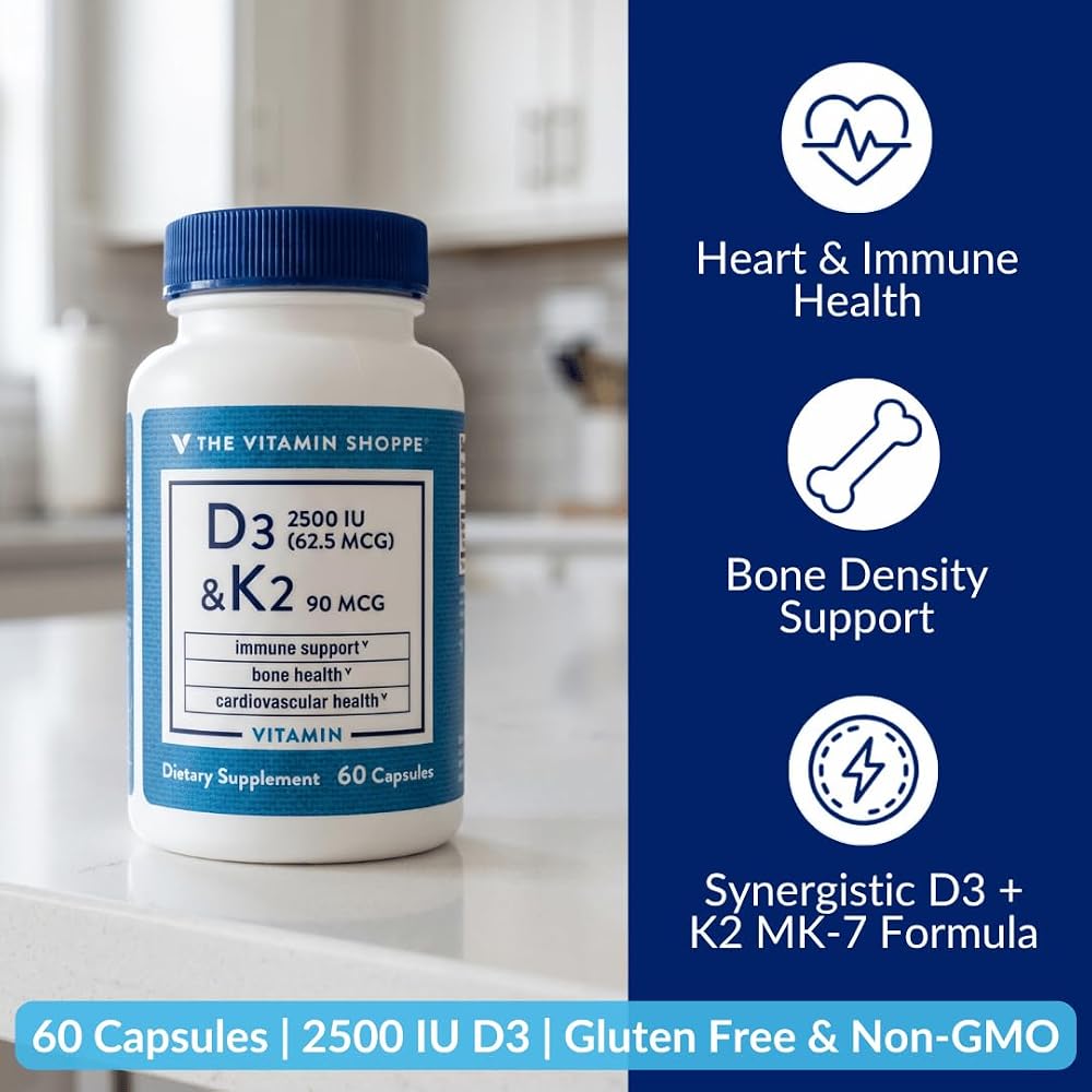 The Vitamin Shoppe Vitamin D3 2500 IU & K2 90 MCG - 60 Capsules - image 2