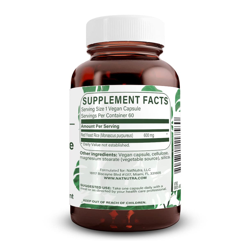 Natural Nutra Red Yeast Rice Extract 600 mg - 60 Capsules - image 2
