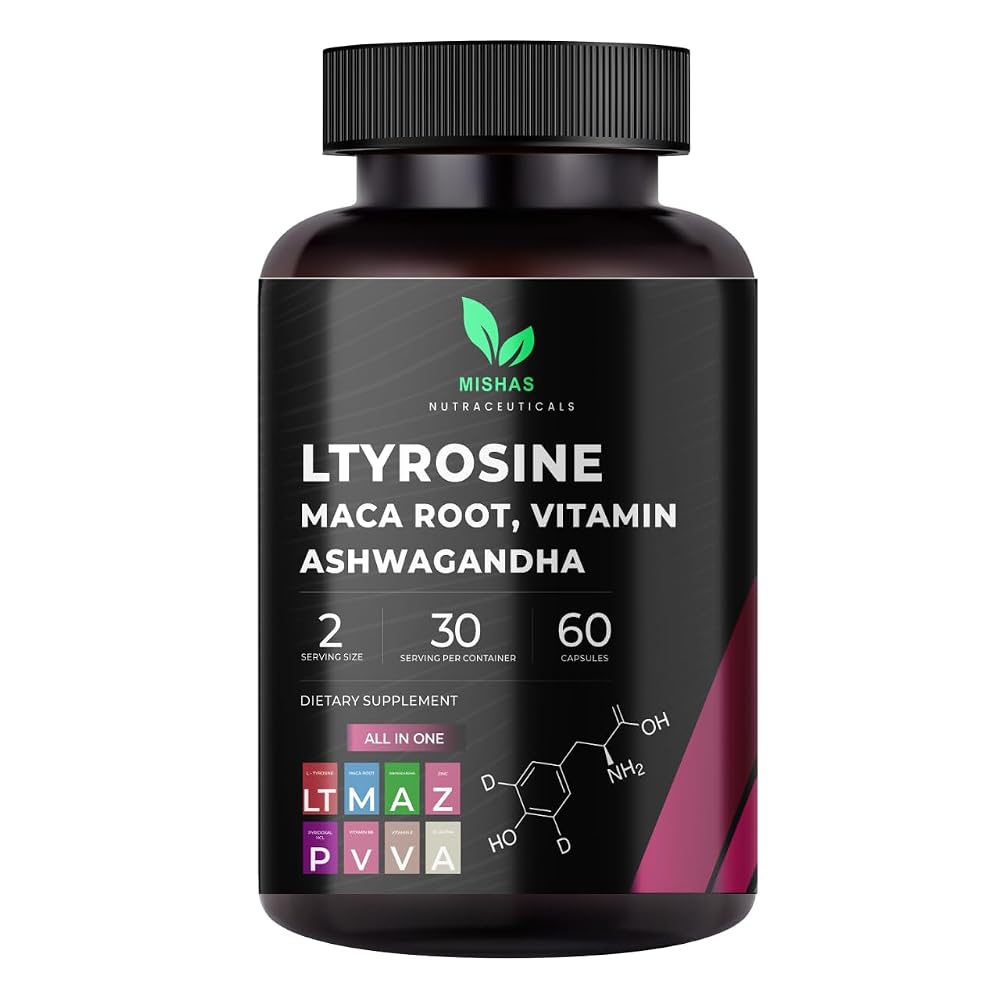 Mishas L-Tyrosine with Maca Root & Ashwagandha - 60 Capsules