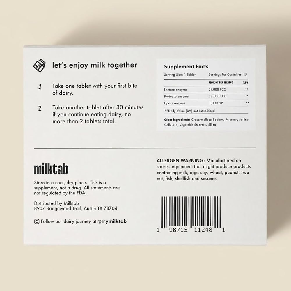 milktab - Superpowered Lactase Pills - Fast-Act Lactase Tablets