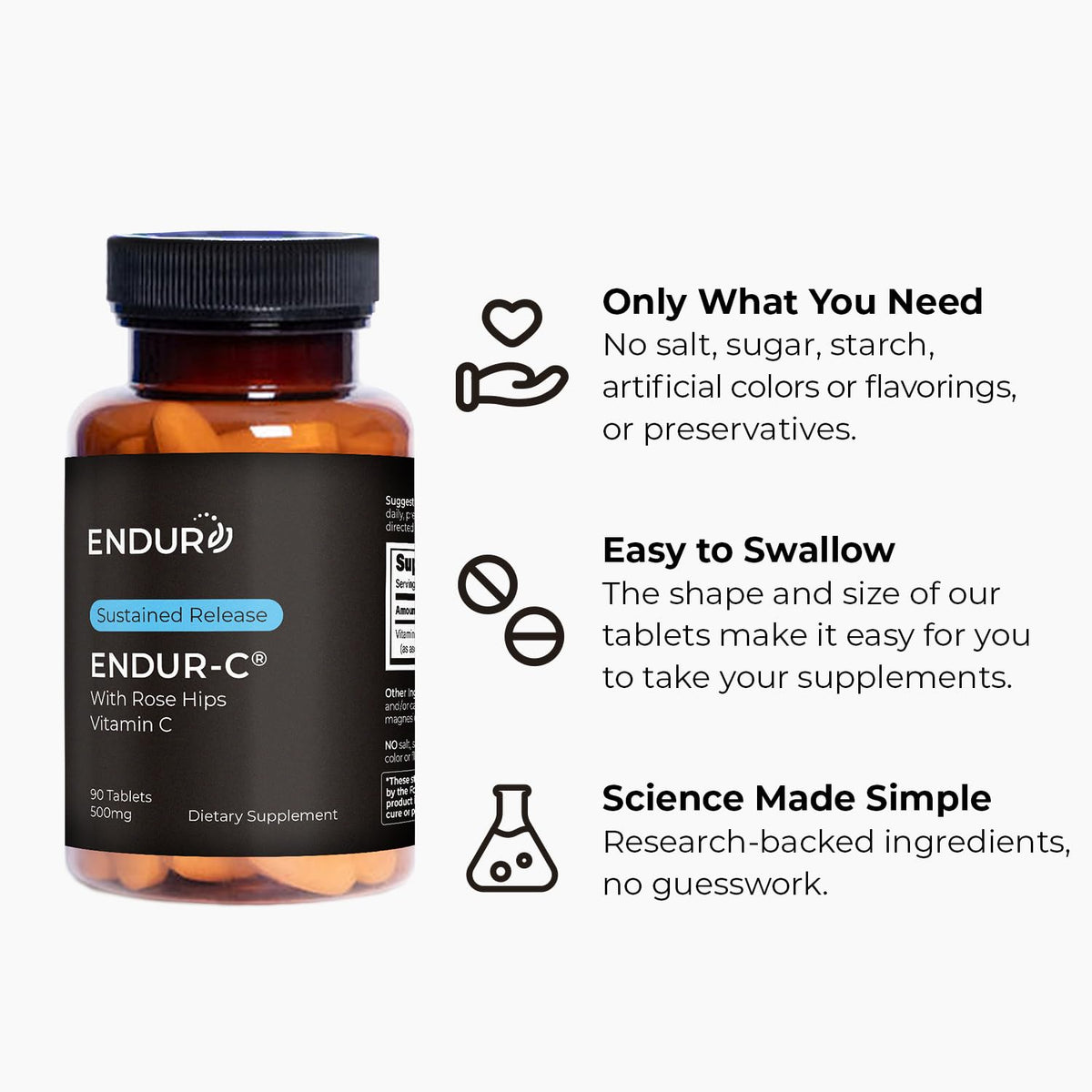 Endurance Products ENDUR-C Vitamin C 500mg Sustained Release - 90 Tablets - image 5