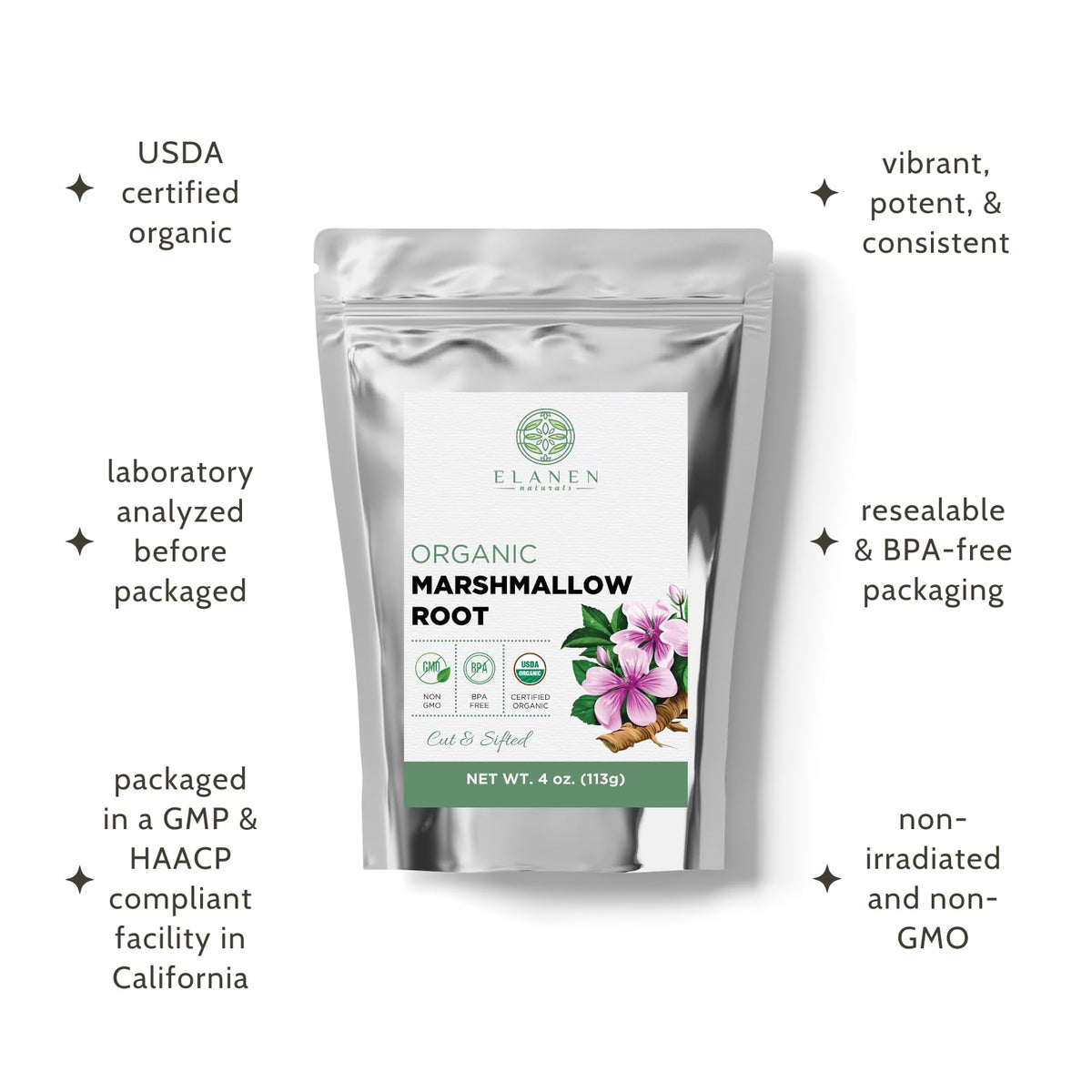 Elanen Naturals Organic Marshmallow Root Herb - 4 oz - image 4