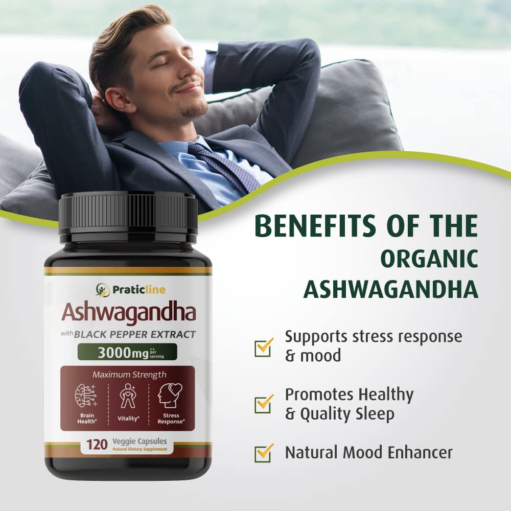 PRATIC LINE Ashwagandha 3000 mg - 120 Vegan Capsules - image 5