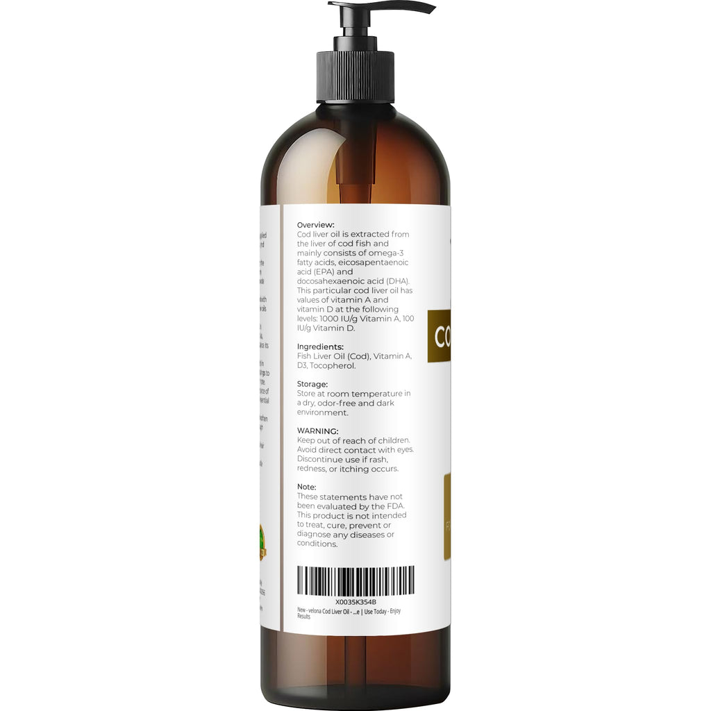 velona Cod Liver Oil 1000A/100D IU - 8 fl oz - image 3