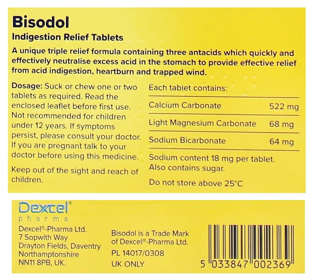 Bisodol Indigestion Relief Tablets - 100 Tablets - image 2