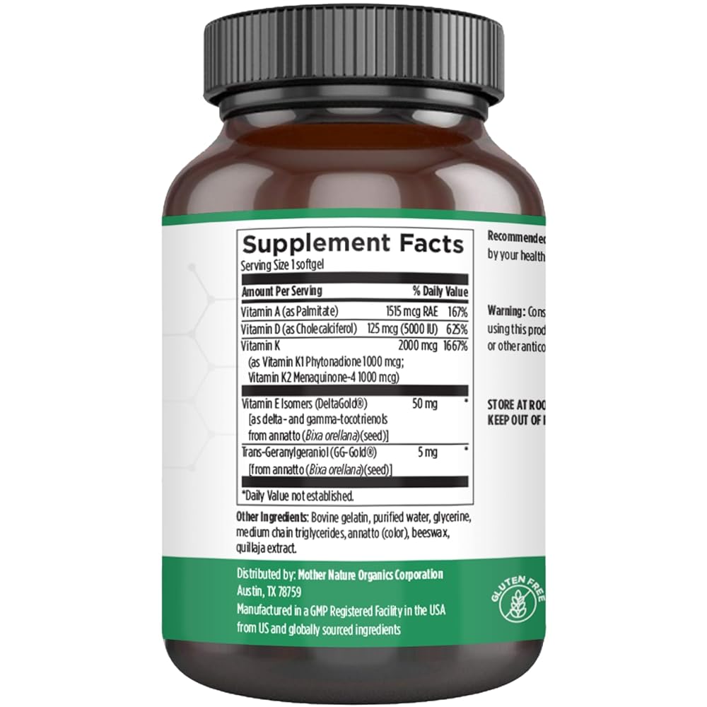 Mother Nature Organics ADK Vitamin D3 5000 IU - 60 Softgels - image 2
