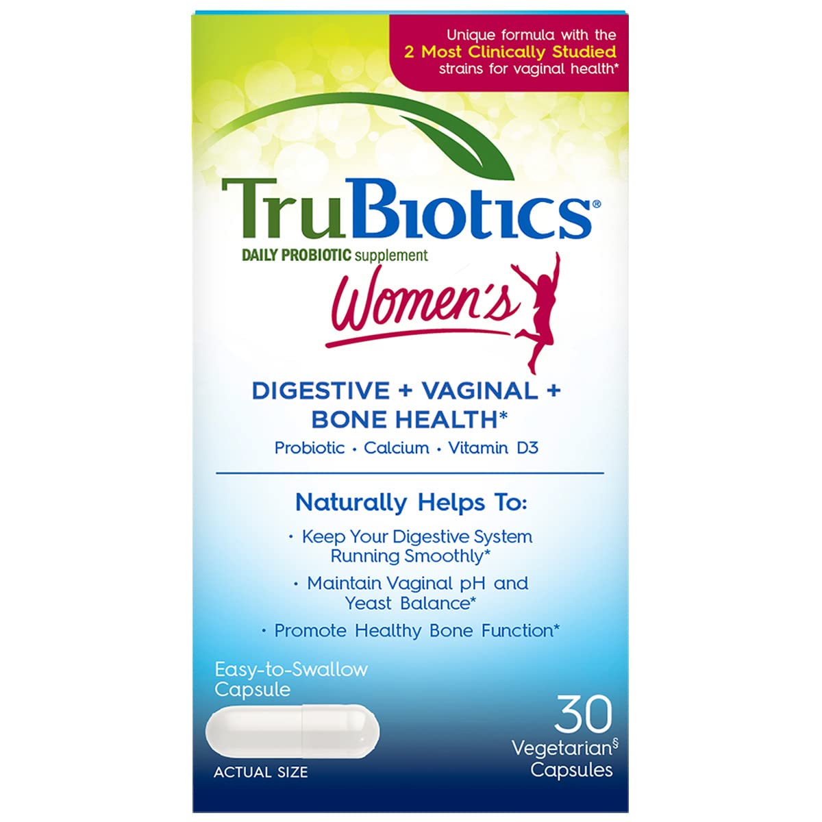 TruBiotics Probiotic for Women Digestive & Vaginal Health - 30 Capsules