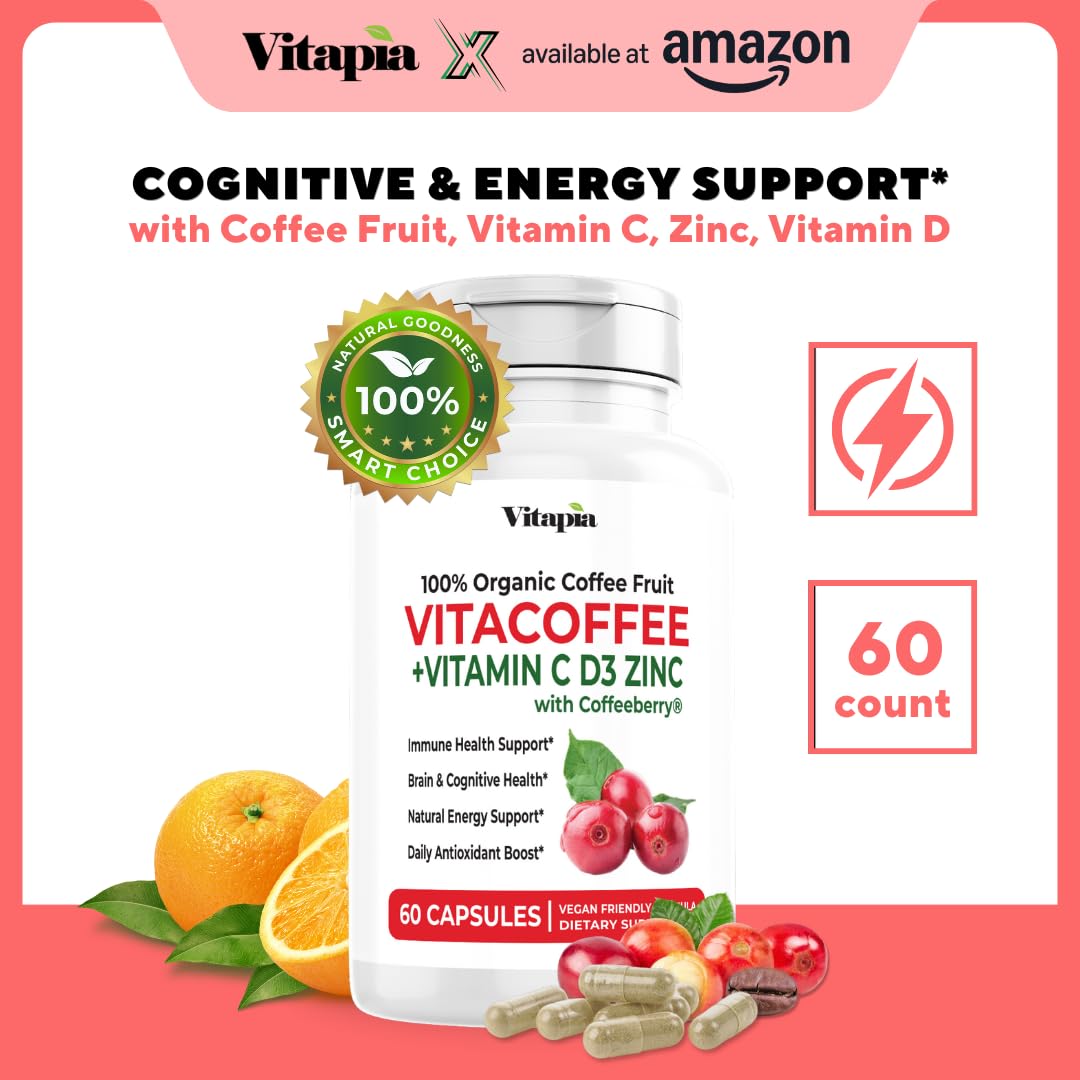 Vitapia Vitacoffee Caffeine Pills Energy & Focus - 60 Vegetarian Capsules - image 2