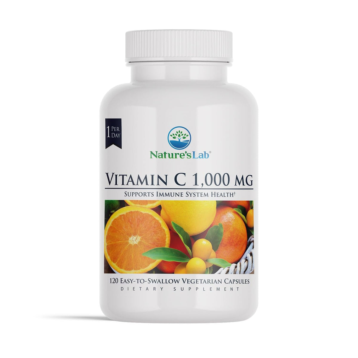 Nature's Lab Vitamin C 1000mg Immune Support - 120 Vegetarian Capsules