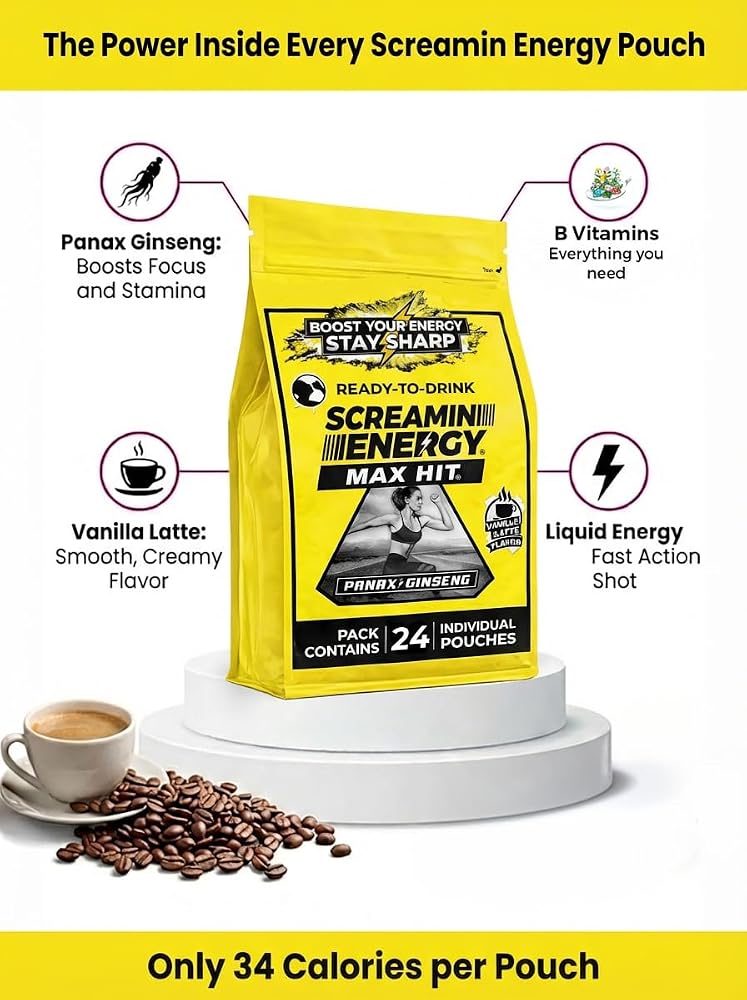 VITAL 4U Screamin Energy Vanilla Latte Energy Shots - 24 Pouches - image 3