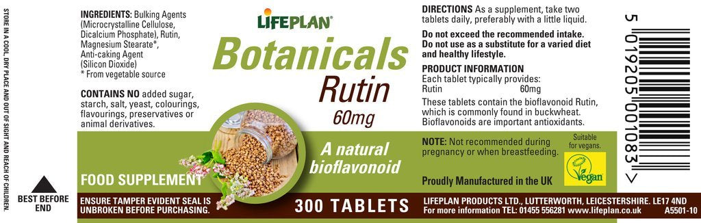 Lifeplan Rutin 60mg Bioflavonoid - 300 Tablets - image 2