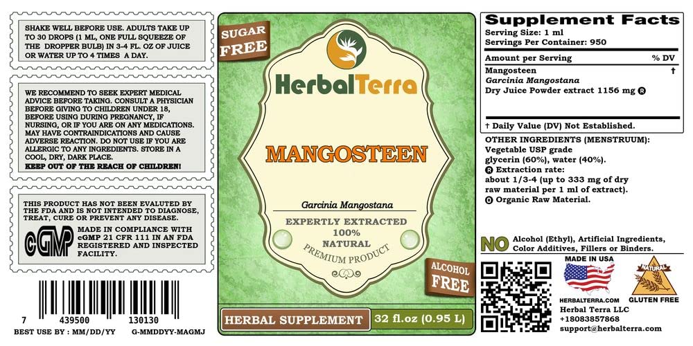 Herbal Terra LLC Mangosteen, (Garcinia Mangostana) Dried Juice Powder
