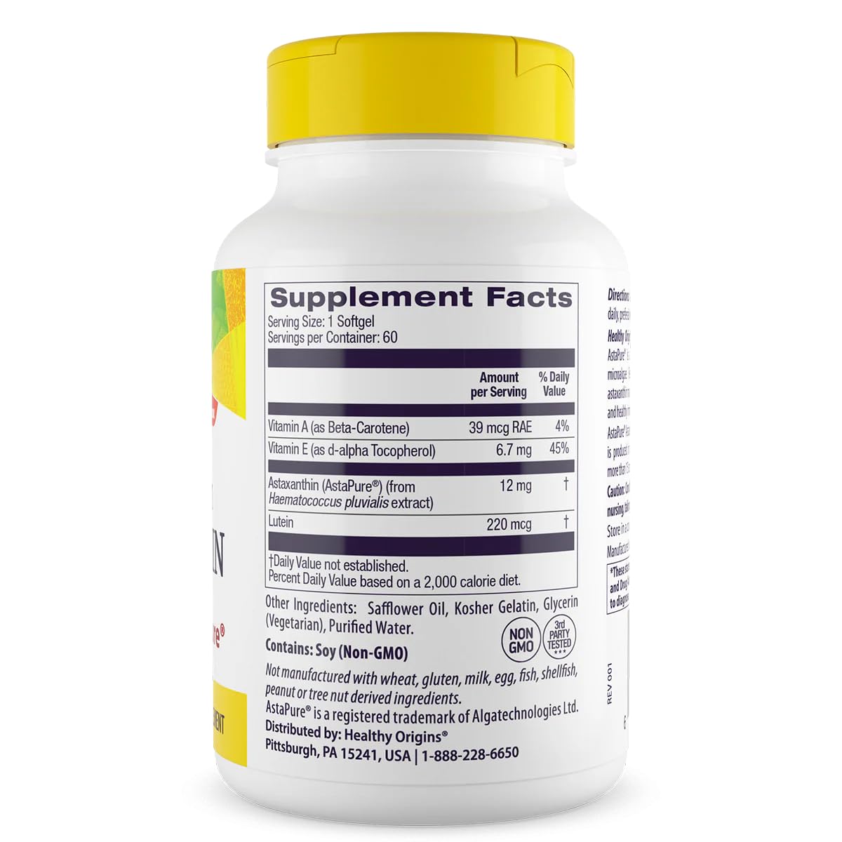 Healthy Origins Astaxanthin AstaPure 12 mg - 60 Softgels - image 2
