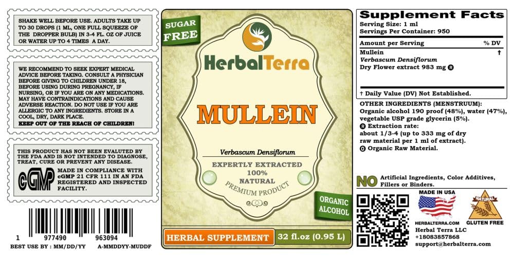 Herbal Terra LLC Mullein (Verbascum Densiflorum) Tincture