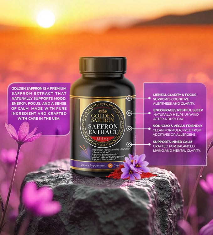 GOLDEN SAFFRON Saffron Extract Capsules Mood & Eye Support - 60 Capsules - image 2