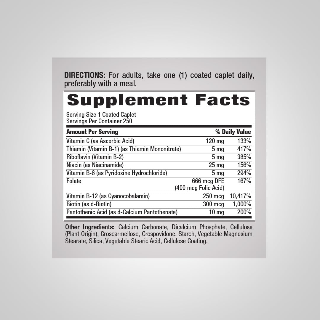 Piping Rock Vitamin B Complex with Vitamin C - 250 Caplets - image 2