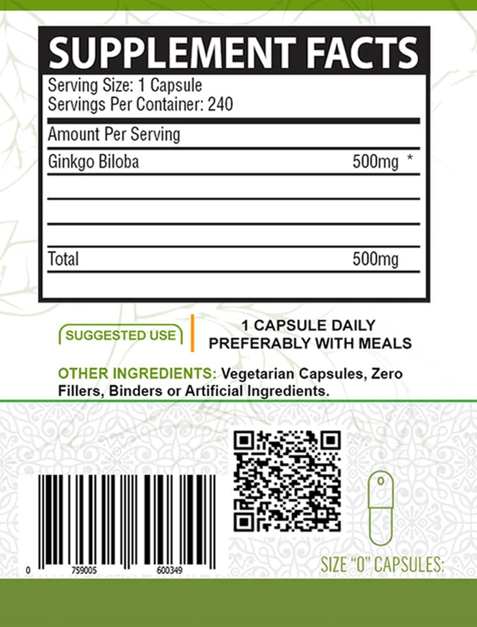 NutreeVit Ginkgo Biloba Herbal Supplement - 240 Capsules - image 2