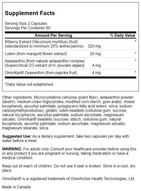 Swanson Eyesalive Vision Nutrition with Bilberry & Lutein - 120 Capsules - image 2