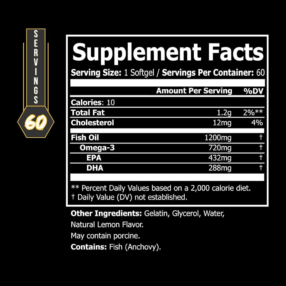 BLACKLABEL Supplements Omega 3 Fish Oil Brain Health - 60 Softgels - image 2