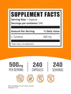 BulkSupplements L-Tyrosine 500mg Capsules - 240 Capsules - image 2