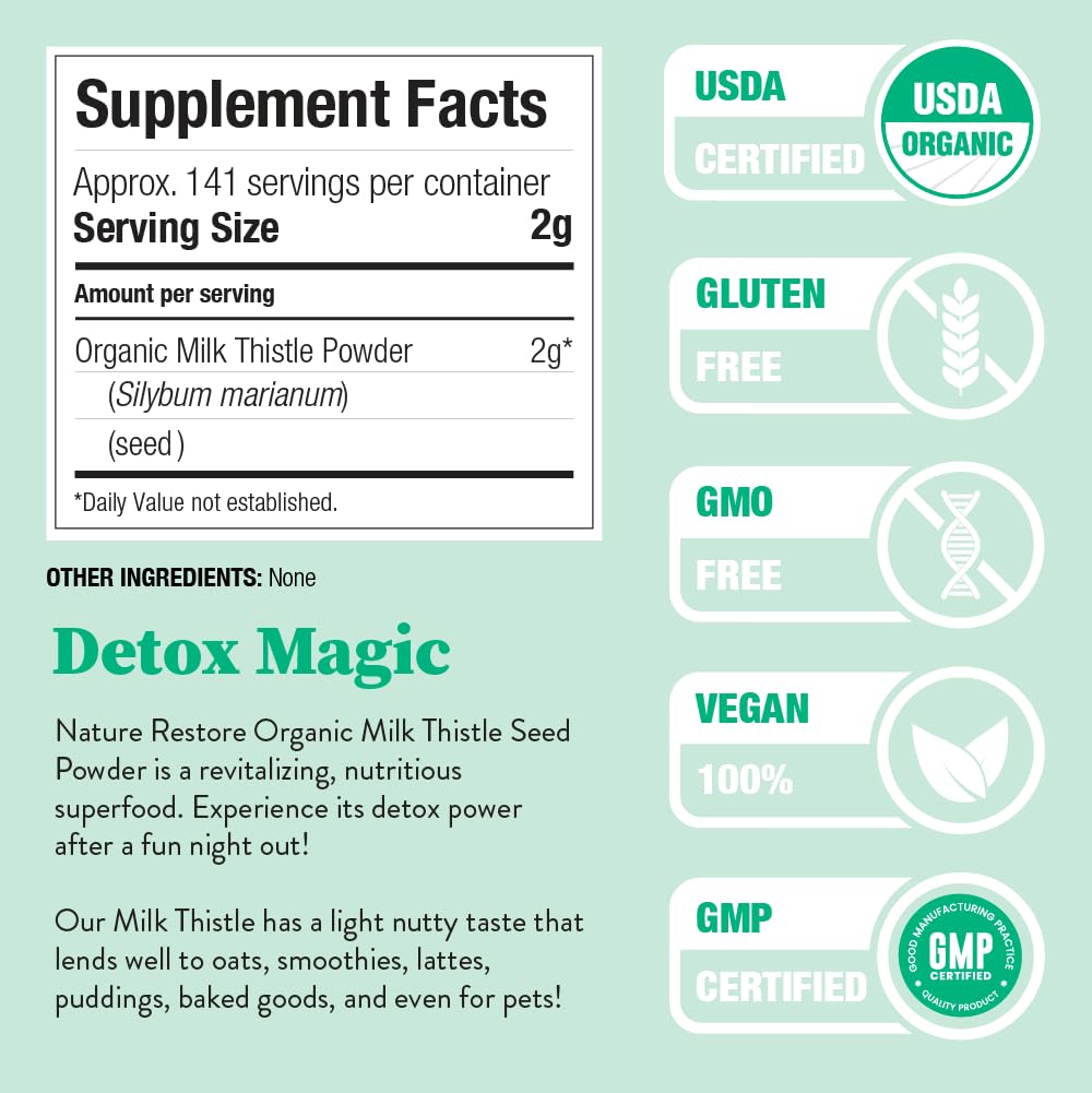 Nature Restore Organic Milk Thistle Seed Powder - 10 oz - image 3