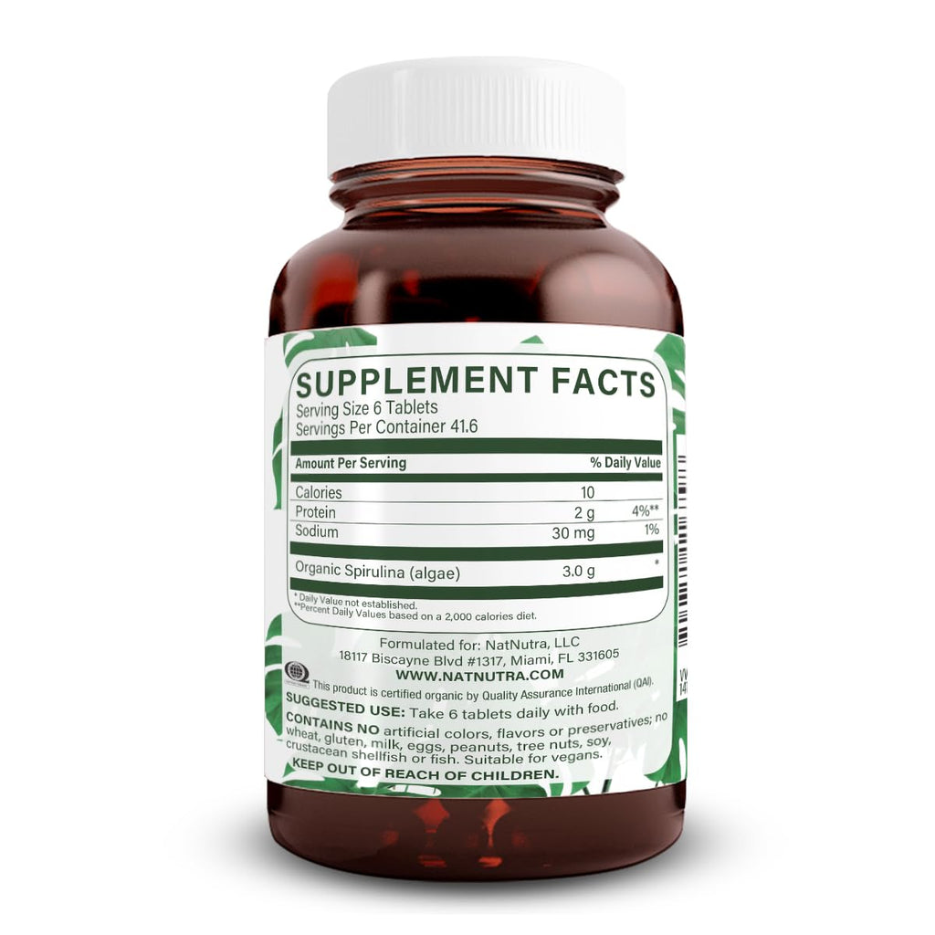 Natural Nutra Spirulina 300mg Organic - 100 Tablets - image 2