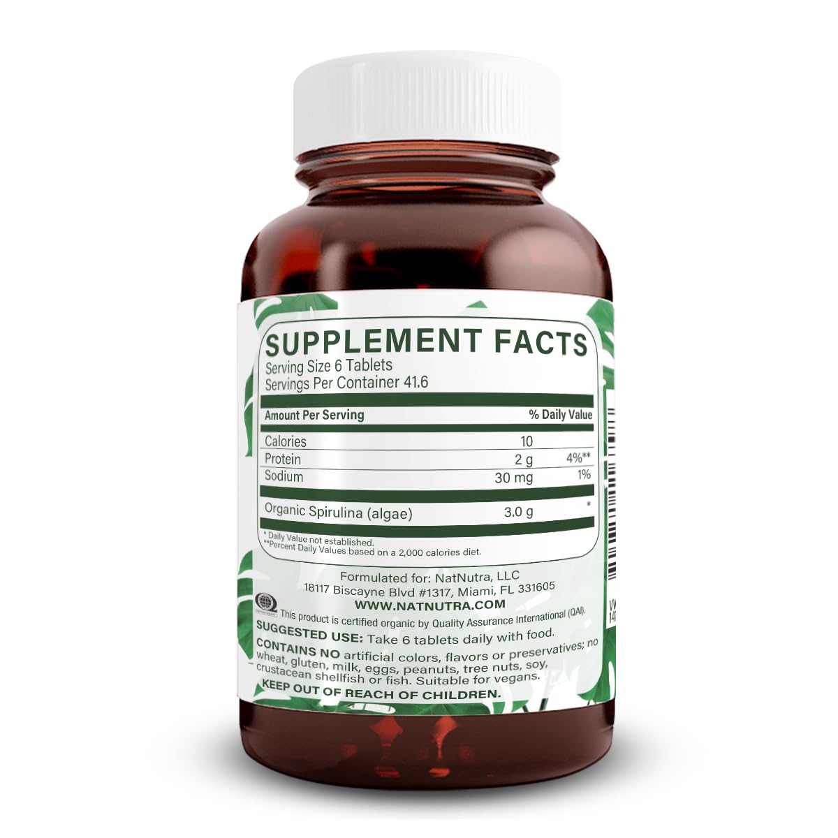 Natural Nutra Spirulina 300mg Organic - 100 Tablets - image 2