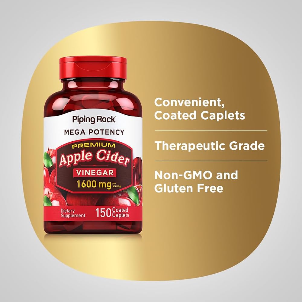 Piping Rock Apple Cider Vinegar 1600mg - 150 Caplets - image 4