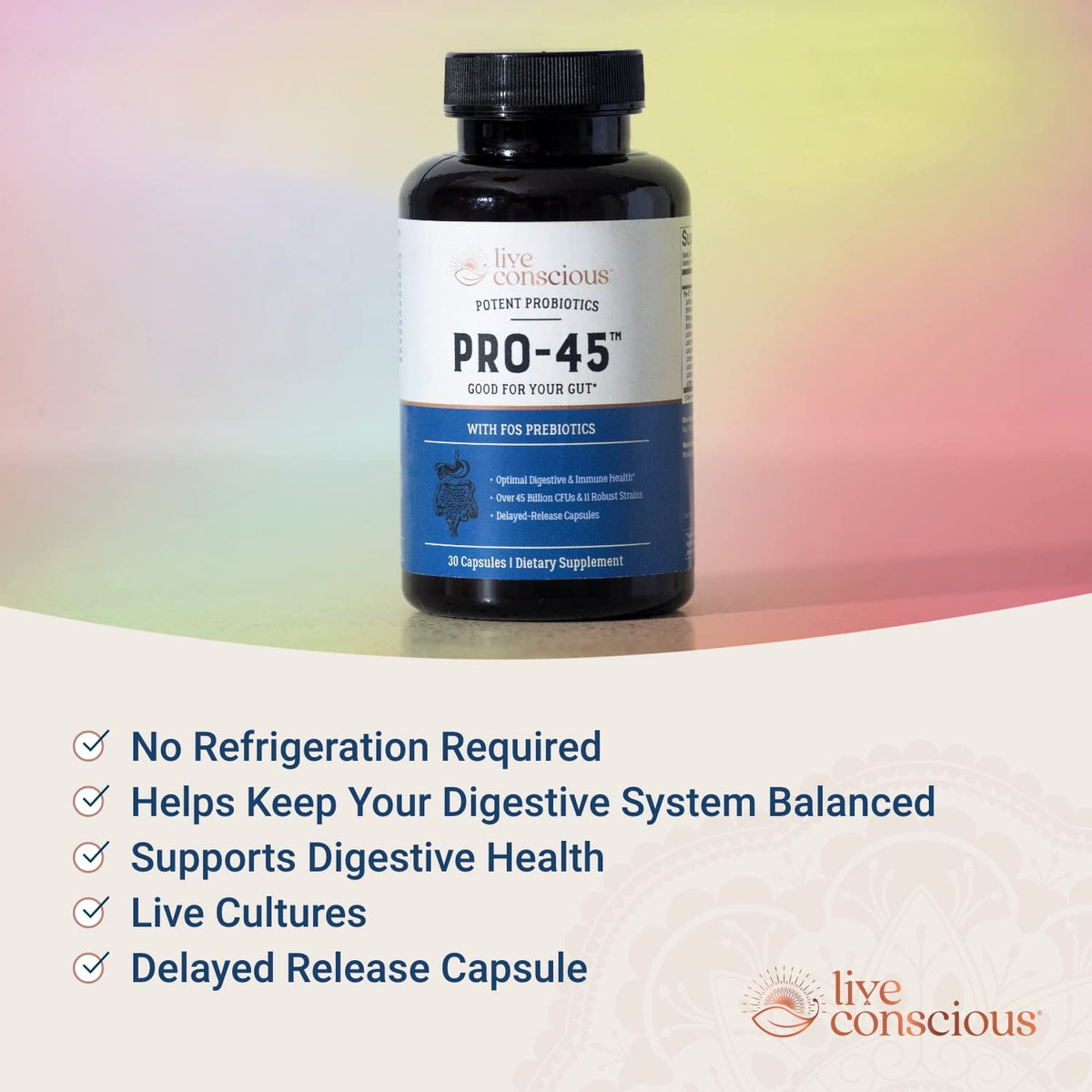 Live Conscious PRO45 Probiotic Formula 45 Billion CFU - 120 Capsules - image 4