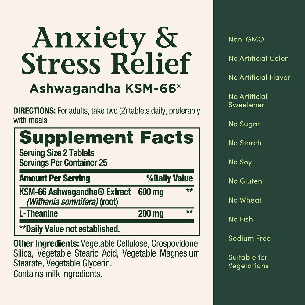 Nature's Bounty Stress Relief Ashwagandha KSM-66 - 50 Tablets - image 5