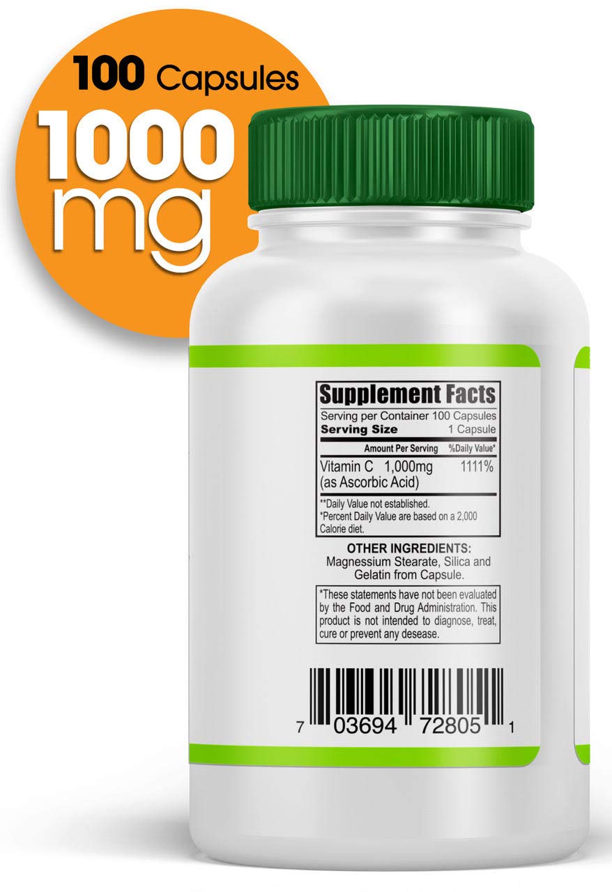 Natural Med Lab Super Vitamin C High Potency 1000 mg - 100 Capsules - image 2