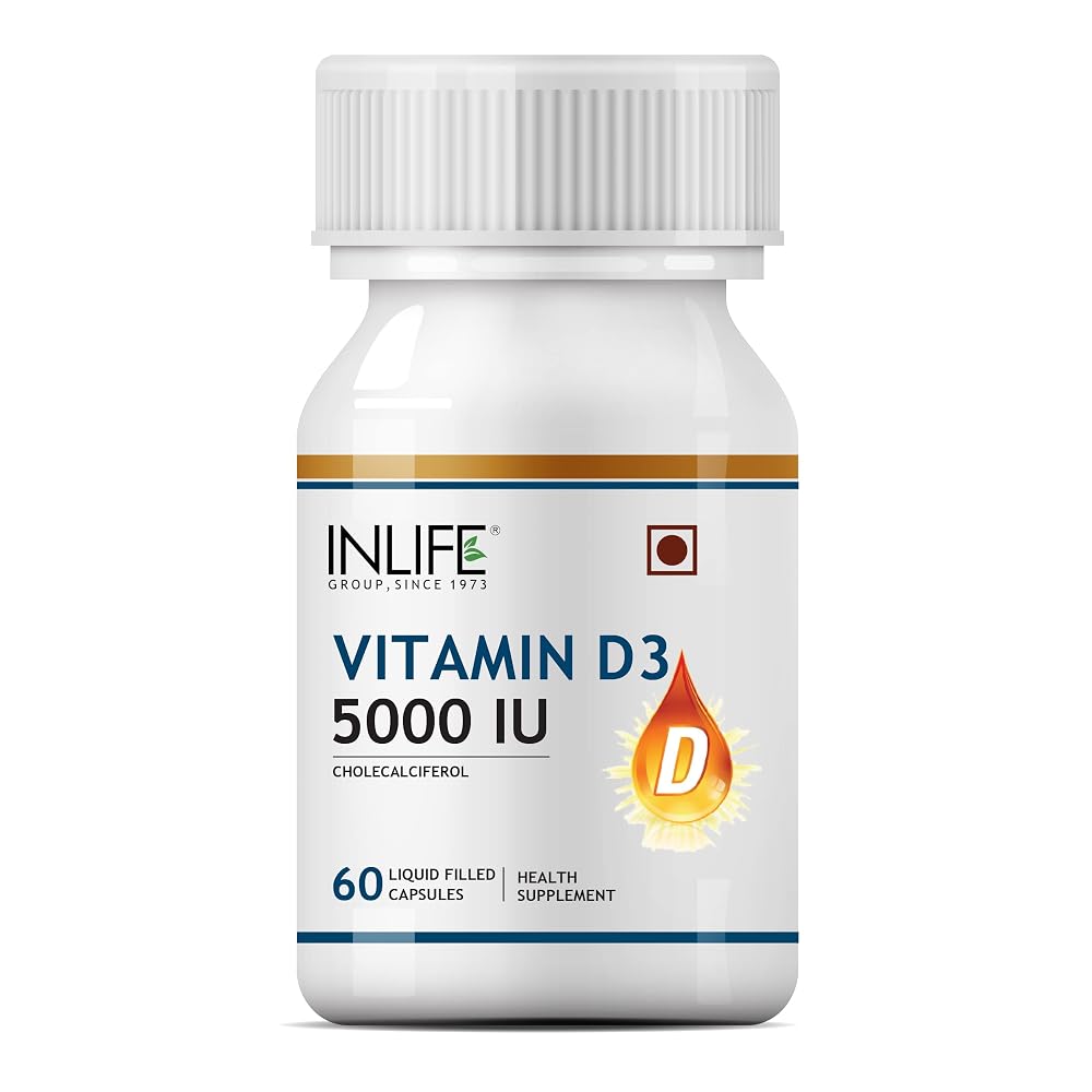 INLIFE Vitamin D3 5000 IU Cholecalciferol Softgels - 60 Count
