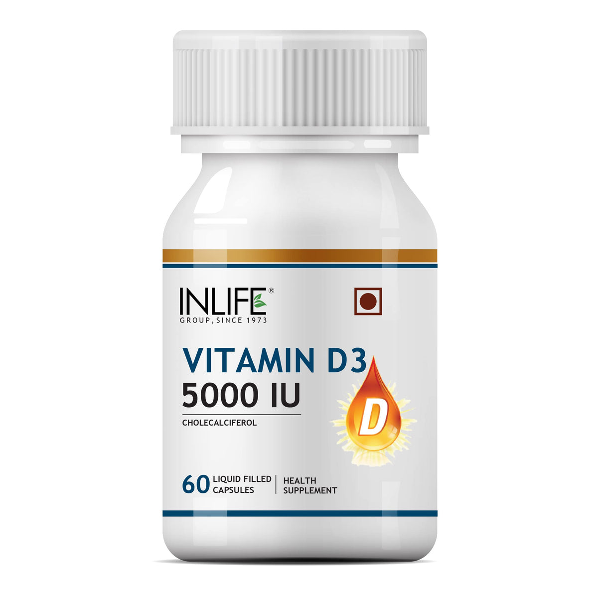 INLIFE Vitamin D3 5000 IU Cholecalciferol Softgels - 60 Count