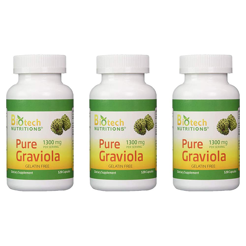 Biotech Nutritions Graviola 1300mg - 360 Capsules (3-Pack)