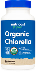 Nutricost Organic Chlorella 500mg - 240 Tablets
