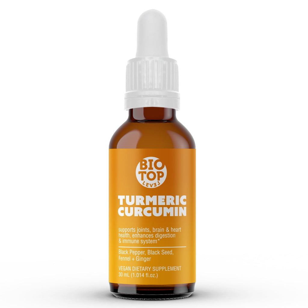BIOTOPLEVEL Liquid Turmeric Curcumin with Black Pepper - 1.01 Fl Oz