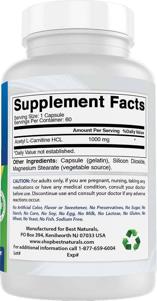 Best Naturals Acetyl L-Carnitine 1000 mg - 180 Capsules - image 6